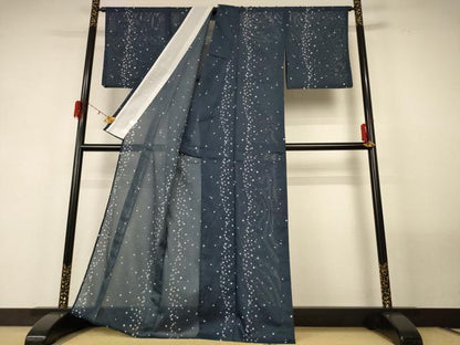 平和屋着物＊夏物 小紋 絽 丸文 洗える着物 AABF9475jd