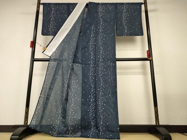 平和屋着物＊夏物 小紋 絽 丸文 洗える着物 AABF9475jd