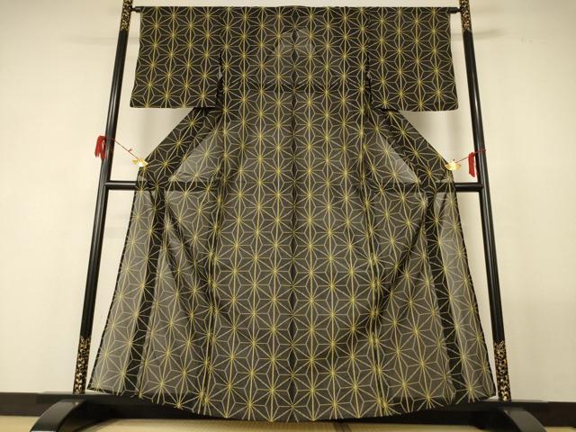 平和屋着物＊夏物 紗紬 麻の葉文様 正絹 逸品 AABF9479jd