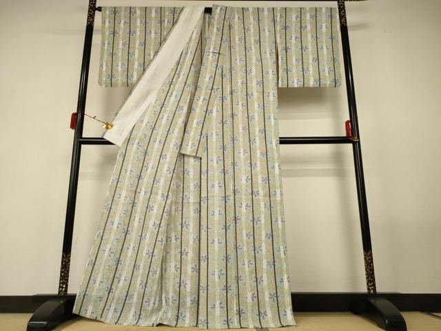 平和屋着物▽小紋 単衣 花間道 洗える着物 AABF9488jd