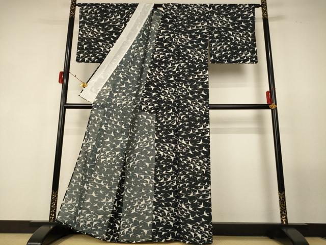 平和屋着物＊夏物 小紋 絽 飛鶴文 洗える着物 AABF9493jd