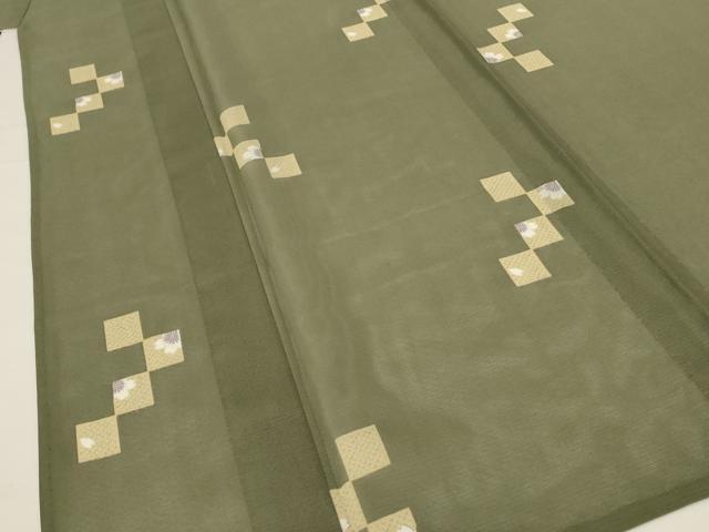 平和屋着物＊夏物 小紋 絽 変わり市松花文 やまと誂製 洗える着物 未使用 AABF9494jd