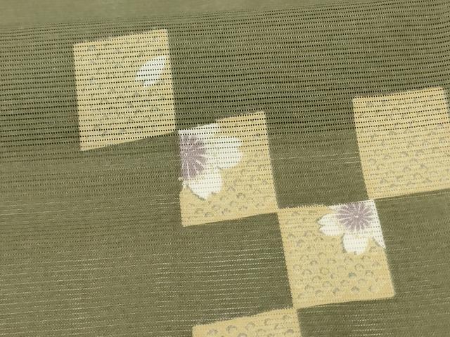 平和屋着物＊夏物 小紋 絽 変わり市松花文 やまと誂製 洗える着物 未使用 AABF9494jd
