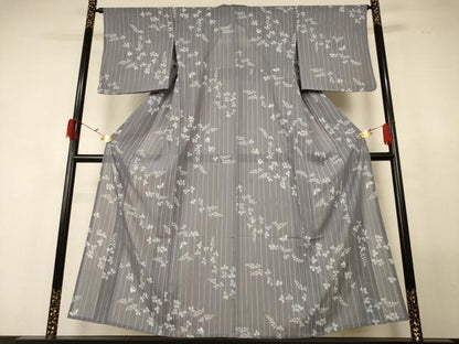 平和屋着物＊夏物 小紋 絽 花蝶文 洗える着物 AABF9496jd