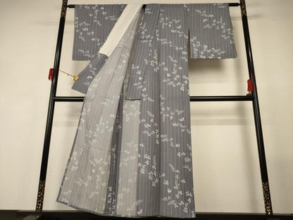 平和屋着物＊夏物 小紋 絽 花蝶文 洗える着物 AABF9496jd