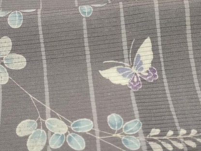 平和屋着物＊夏物 小紋 絽 花蝶文 洗える着物 AABF9496jd