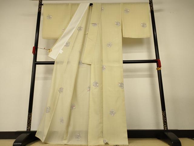 平和屋着物＊夏物 小紋 紗 雪輪花文 洗える着物 AABF9498jd