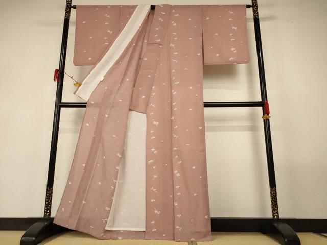 平和屋着物＊夏物 小紋 紗 舞花文 洗える着物 AABF9508jd