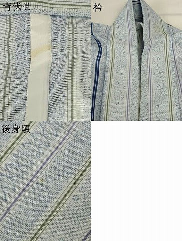 平和屋着物＊夏物　男性　小紋　絽　吉祥間道　洗える着物　AABF9513jd