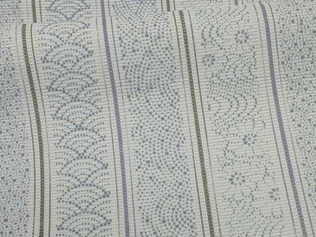 平和屋着物＊夏物　男性　小紋　絽　吉祥間道　洗える着物　AABF9513jd