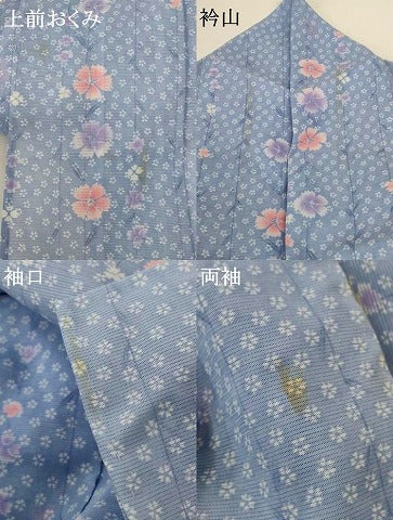 平和屋着物＊夏物 小紋 絽 花尽くし 洗える着物 AABF9514jd