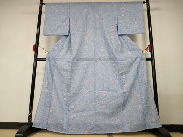 平和屋着物＊夏物 小紋 絽 花尽くし 洗える着物 AABF9514jd