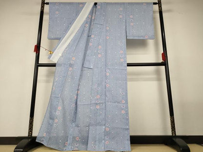 平和屋着物＊夏物 小紋 絽 花尽くし 洗える着物 AABF9514jd