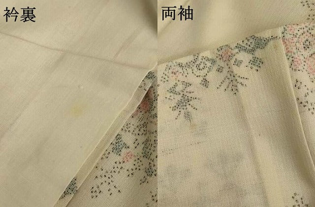 平和屋着物＊夏物 小紋 紗 幾何学花文 AABF9520jd