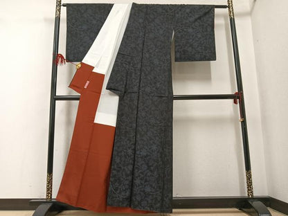 平和屋着物●本場大島紬　更紗文　証紙付き　正絹　逸品　AABF9521ph
