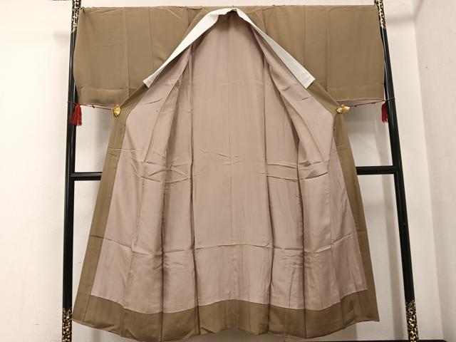 平和屋着物●男性　長襦袢　袷　渡り橋風景樹林文　金彩　正絹　逸品　AABF9522ph
