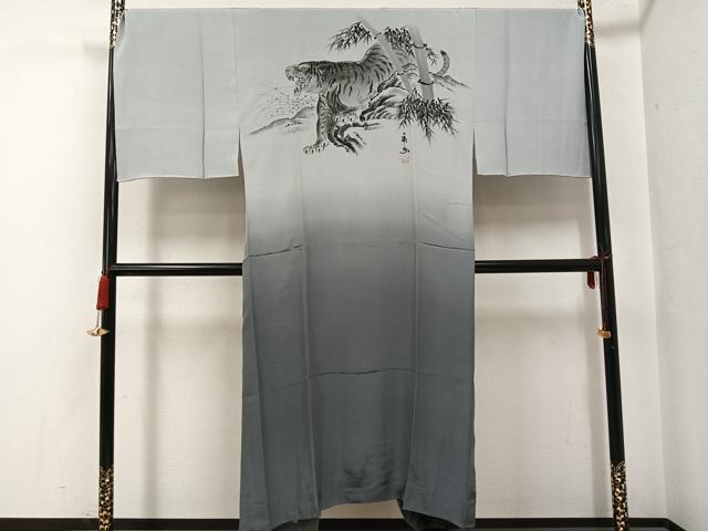 平和屋着物●男性　長襦袢　袷　虎　正絹　逸品　AABF9523ph