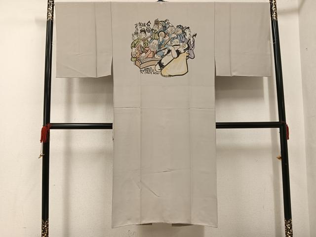 平和屋着物●男性　クリフトンカーフ　佳風　長襦袢　袷　手描き　七福神　正絹　逸品　AABF9524ph