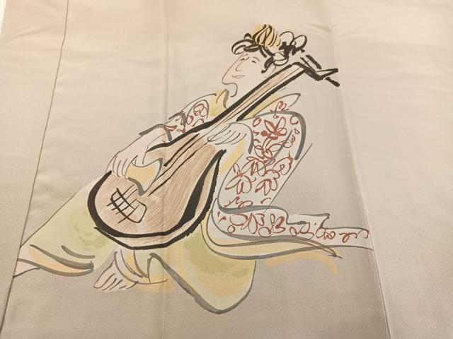 平和屋着物●男性　クリフトンカーフ　佳風　長襦袢　袷　手描き　七福神　正絹　逸品　AABF9524ph