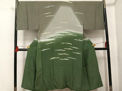 平和屋着物●男性　長襦袢　袷　富士山　暈し染め　正絹　逸品　AABF9526ph