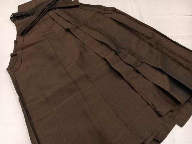 平和屋着物●男性　馬乗り袴　色無地　赤墨色　正絹　逸品　AABF9539ph