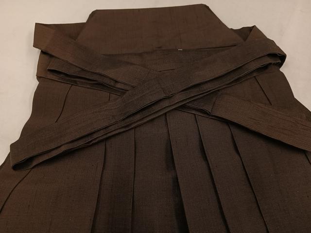 平和屋着物●男性　馬乗り袴　色無地　赤墨色　正絹　逸品　AABF9539ph