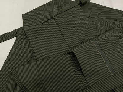 平和屋着物●男性　馬乗り袴　縞　正絹　逸品　AABF9546ph