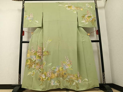 平和屋着物●訪問着 友禅 作家物 駒刺繍 桐 金彩 正絹 逸品 AABF9549ph