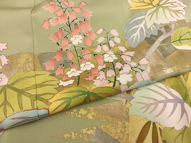 平和屋着物●訪問着 友禅 作家物 駒刺繍 桐 金彩 正絹 逸品 AABF9549ph