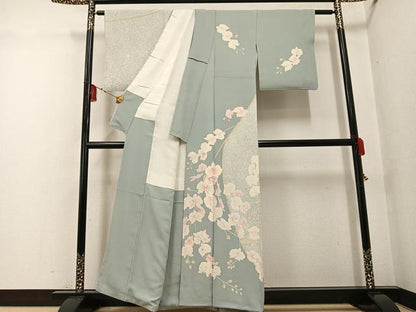 平和屋着物●本加賀友禅作家　岡田正信　訪問着　作家物　正信　胡蝶蘭　正絹　逸品　AABF9550ph