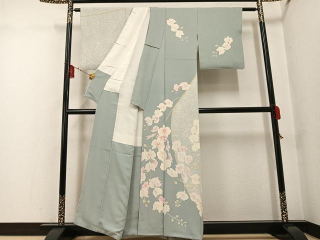 平和屋着物●本加賀友禅作家　岡田正信　訪問着　作家物　正信　胡蝶蘭　正絹　逸品　AABF9550ph
