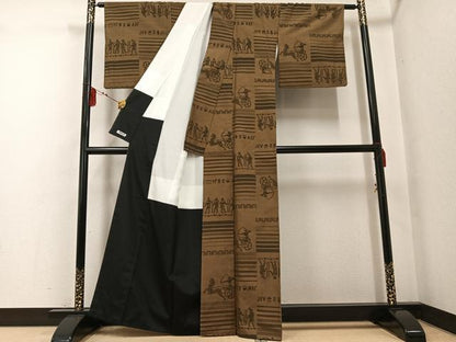 平和屋着物●上質な紬　古代ロマンの旅　反端付き　正絹　逸品　AABF9552ph