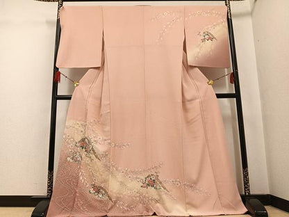 平和屋着物●訪問着　友禅　絞り　片輪車花文　暈し染め　金彩　正絹　逸品　AABF9559ph