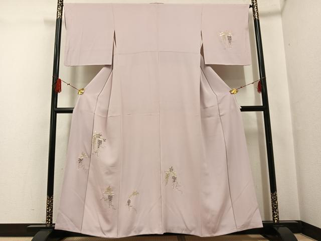 平和屋着物●訪問着　刺繍　藤花房　金糸　正絹　逸品　AABF9561ph