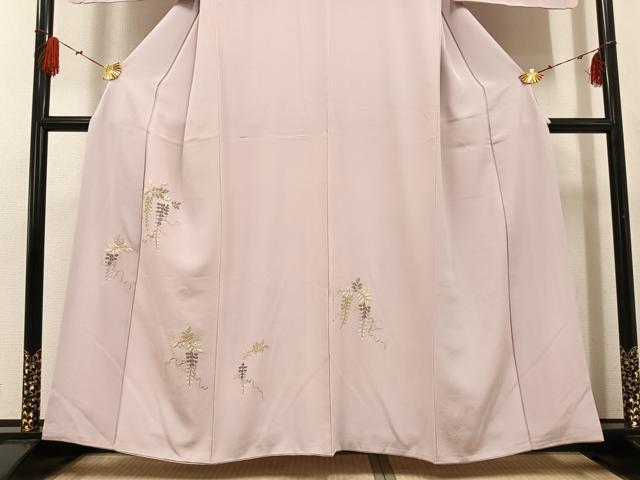 平和屋着物●訪問着　刺繍　藤花房　金糸　正絹　逸品　AABF9561ph
