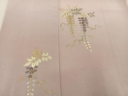 平和屋着物●訪問着　刺繍　藤花房　金糸　正絹　逸品　AABF9561ph