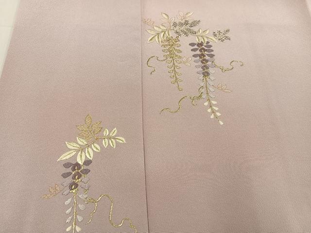 平和屋着物●訪問着　刺繍　藤花房　金糸　正絹　逸品　AABF9561ph