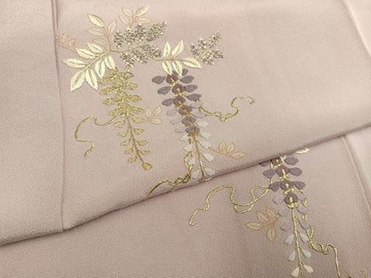 平和屋着物●訪問着　刺繍　藤花房　金糸　正絹　逸品　AABF9561ph