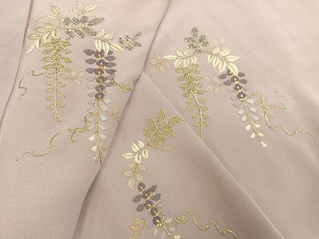 平和屋着物●訪問着　刺繍　藤花房　金糸　正絹　逸品　AABF9561ph
