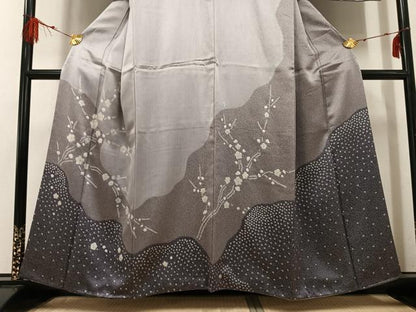 平和屋着物●訪問着　絞り　梅　金彩　正絹　逸品　AABF9565ph