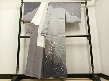 平和屋着物●訪問着　絞り　梅　金彩　正絹　逸品　AABF9565ph