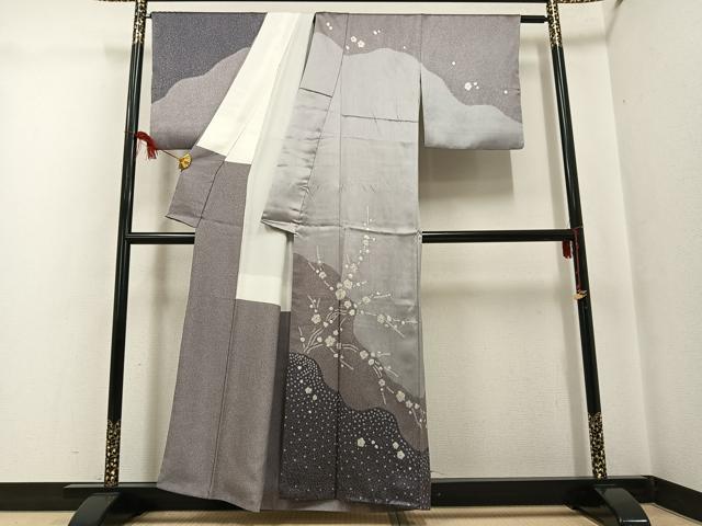 平和屋着物●訪問着　絞り　梅　金彩　正絹　逸品　AABF9565ph