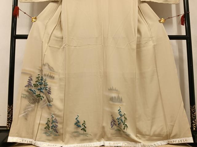 平和屋着物●訪問着 手描き 渡橋樹林文 正絹 逸品 未使用 AABF9567ph
