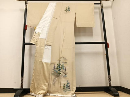 平和屋着物●訪問着 手描き 渡橋樹林文 正絹 逸品 未使用 AABF9567ph