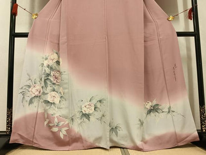 平和屋着物●二代目清次郎　手描き　訪問着　枝花　正絹　逸品　AABF9568ph