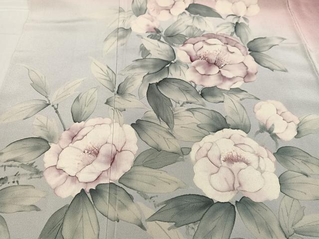平和屋着物●二代目清次郎　手描き　訪問着　枝花　正絹　逸品　AABF9568ph