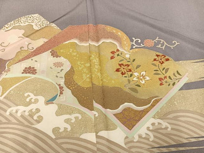平和屋着物●豪華色留袖　作家物　駒刺繍　飛鳥花唐草冊子文　金彩　ロング丈　正絹　逸品　AABF9569ph