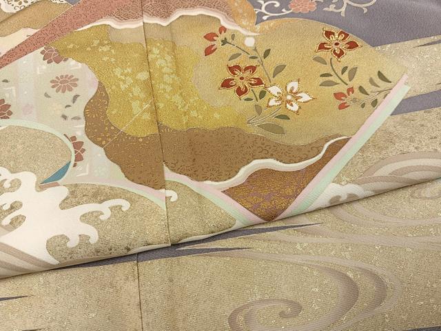 平和屋着物●豪華色留袖　作家物　駒刺繍　飛鳥花唐草冊子文　金彩　ロング丈　正絹　逸品　AABF9569ph