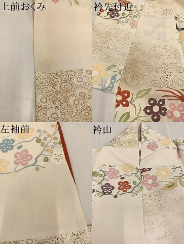 平和屋着物●上質な小紋　地紋起こし　草花文　金彩　正絹　逸品　AABF9571ph