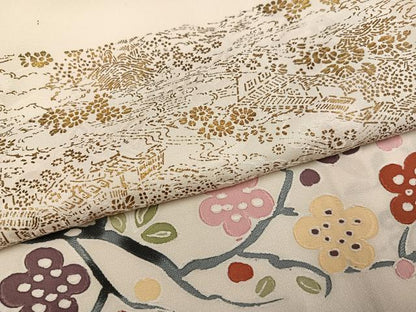 平和屋着物●上質な小紋　地紋起こし　草花文　金彩　正絹　逸品　AABF9571ph